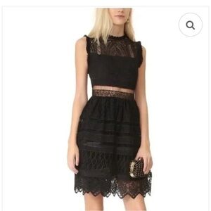 Alexis Elegant Black Guipure Lace Mini Sleeveless Dress M